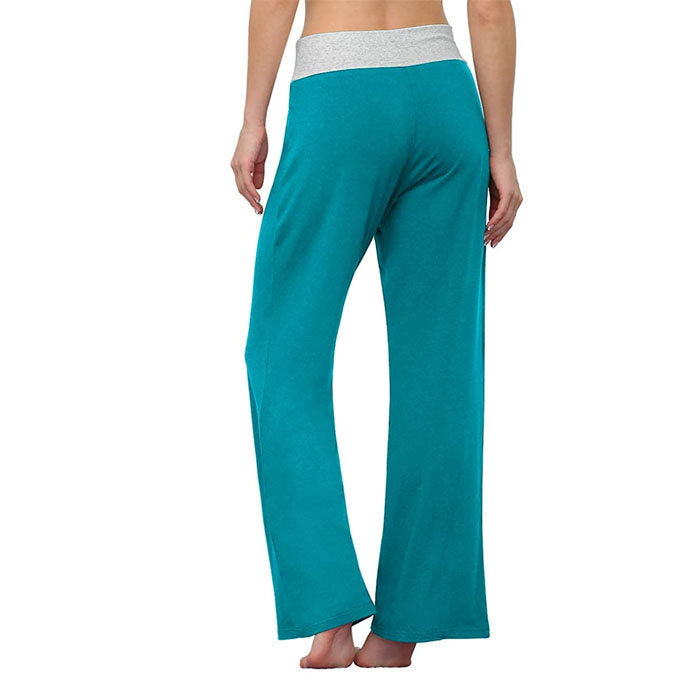 Beakey Women's Comfy Pajama Pants Casual Stretch Pant Drawstring Wide Leg Pants-Lake Blue-0881