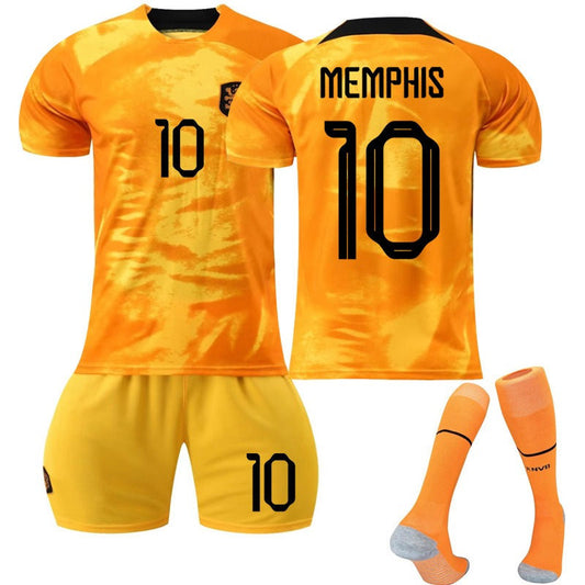 Beakey MEMPHIS #10 Netherlands Home Jersey 2022/23 Soccer Jersey Kit Football T-shirt Set For Adult Kids