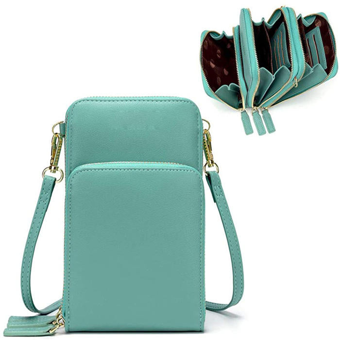 Beakey Crossbody Phone Bag for Women Small Shoulder Bag Cell Phone Wallet Purses and Handbags with 14 Credit Card Slots-Lightgreen