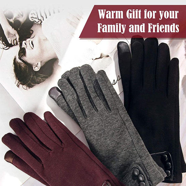Beakey 3 Pairs Women Winter Gloves Warm Touchscreen Windproof Gloves-BlackGrayBrown