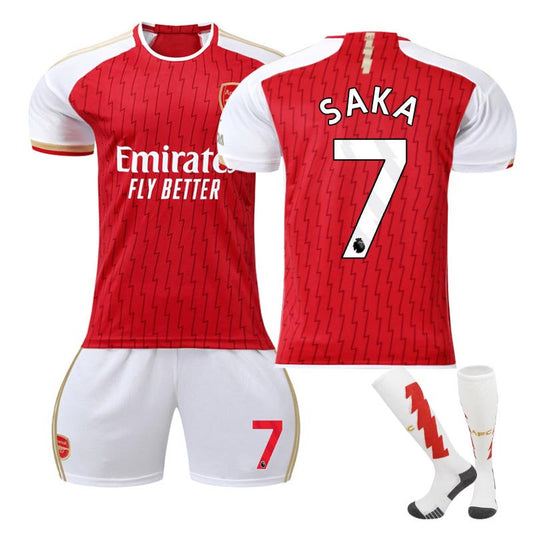 Beakey Arsenal F.C. Away Jersey SAKA #7 Soccer Jersey Kids Adult 3Pcs Jersey Kits