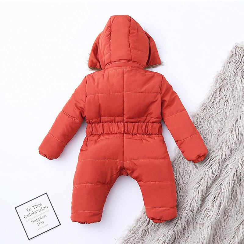 Beakey Newborn Snowsuits with Removable Hood Warm Padded Coat Winter-Orange