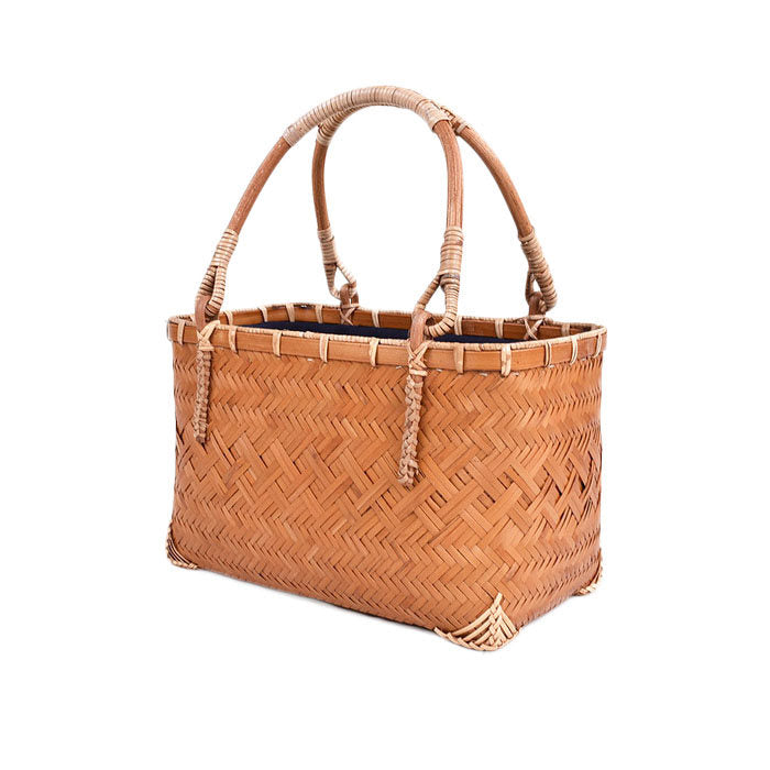 Beakey Retro Womens Bamboo Handbag Handmade Large Tote Bag Wicker Basket Bag-Orange