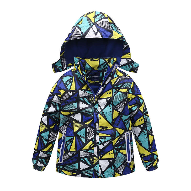 Beakey Girls Boys Windbreaker Fleece Lining Waterproof Hooded Jacket-Green