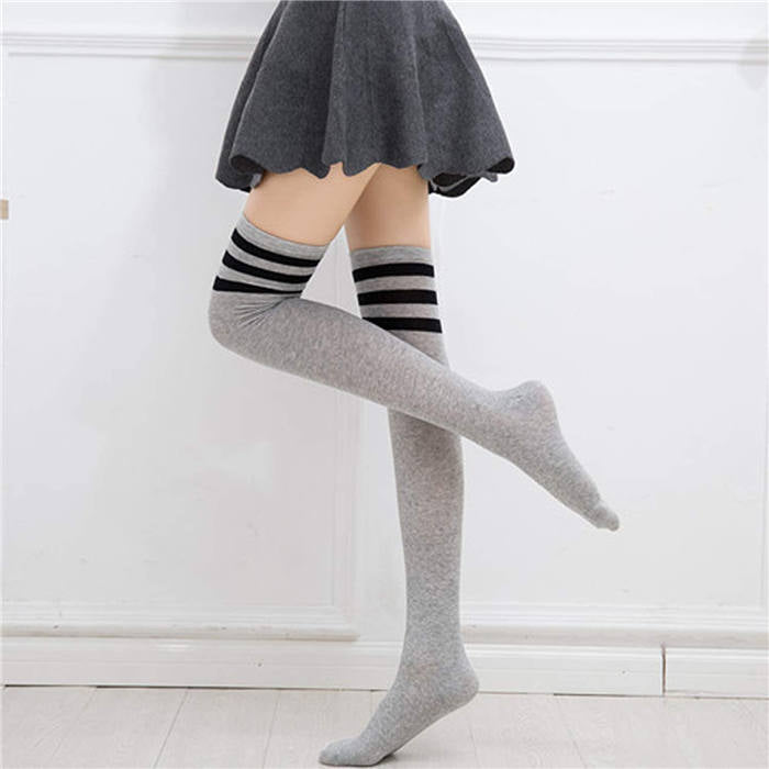 Beakey 6 Packs C Womens Long Striped Socks Over Knee Thigh High Socks Warm Stocking