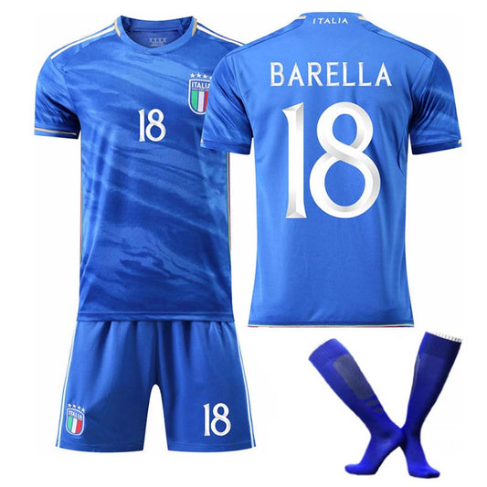Beakey Italy Home Jersey BARELLA #18 Soccer Jersey Kids Adult 3-Pieces Jersey Kits
