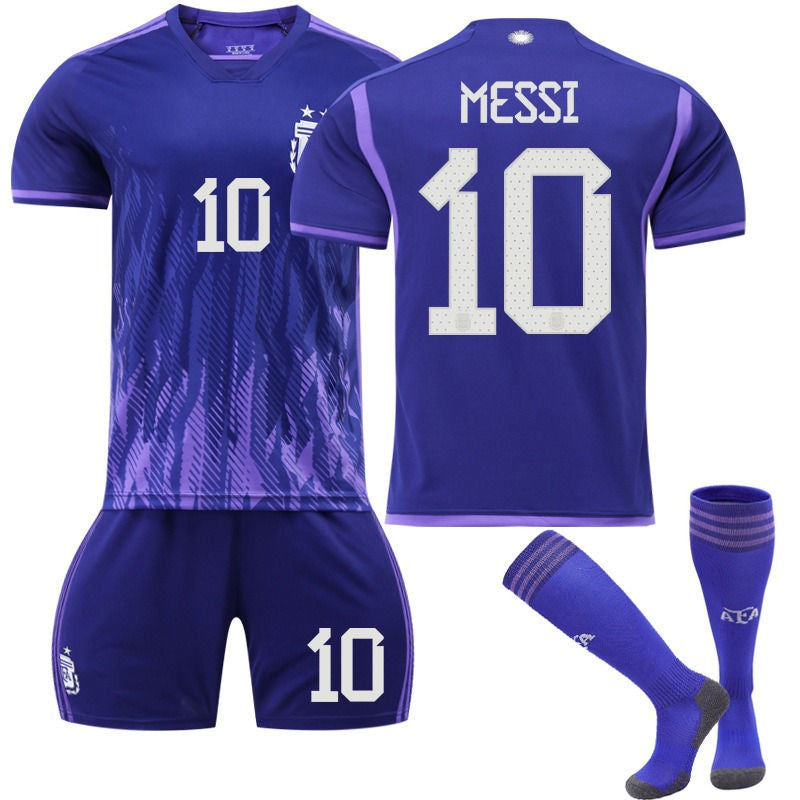 Beakey MESSI #10 Argentina Away B-Jersey 2022/23 Soccer B-Jersey Kit Football T-shirt Set For Adult Kids