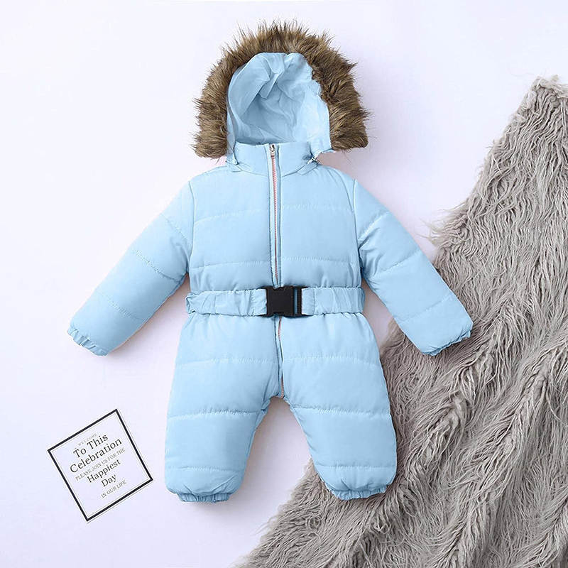 Beakey Newborn Snowsuits with Removable Hood Warm Padded Coat Winter-Sky Blue