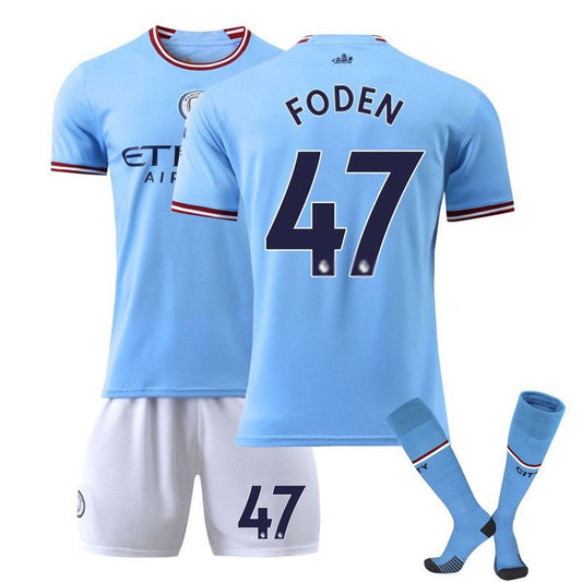 Beakey FODEN #47 Manchester City F.C Home B-Jersey 22/23 Soccer B-Jersey Set For Adult Kids