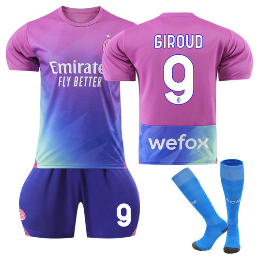 Beakey AC Milan Second Away Jersey GIROUD #9 Soccer Jersey Kits for Adult Kids