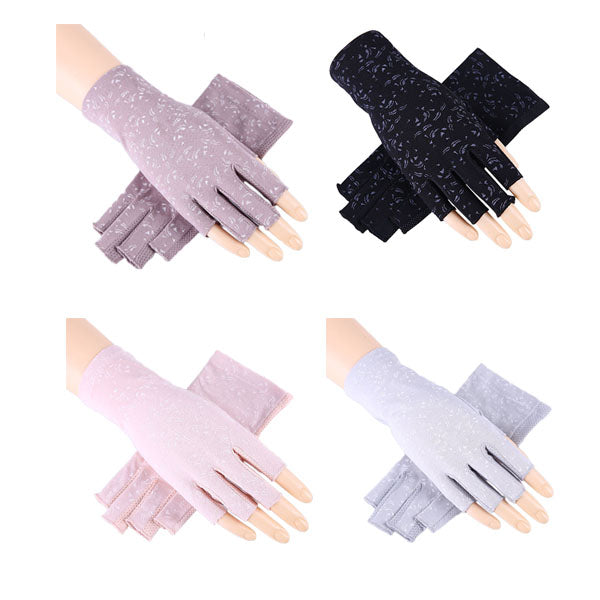 Beakey 4 Pairs Women Gloves Summer Sunscreen Fingerless Gloves UV Protection Half Finger Gloves-A