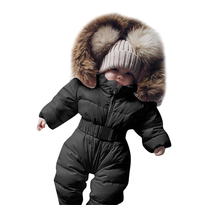 Beakey Newborn Snowsuits with Removable Hood Warm Padded Coat Winter-Black