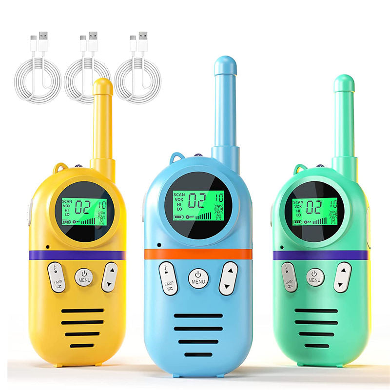 Beakey 3 Pcs Kids Walkie Talkies Rechargeable 3 Miles Range 22 Channels for Camping-1