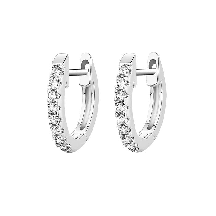 Beakey S925 Sterling Silver Cubic Zirconia Cuff Earrings Stud-Platinum