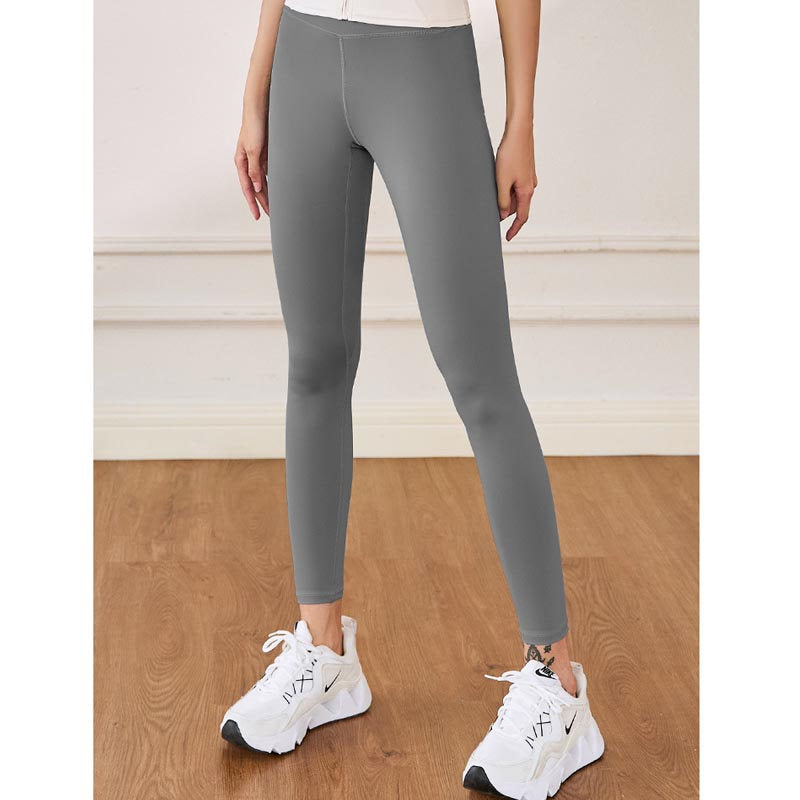 Beakey Womens Fleece Yoga Pant High Waisted Tummy Control Athletic Leggings-Grey