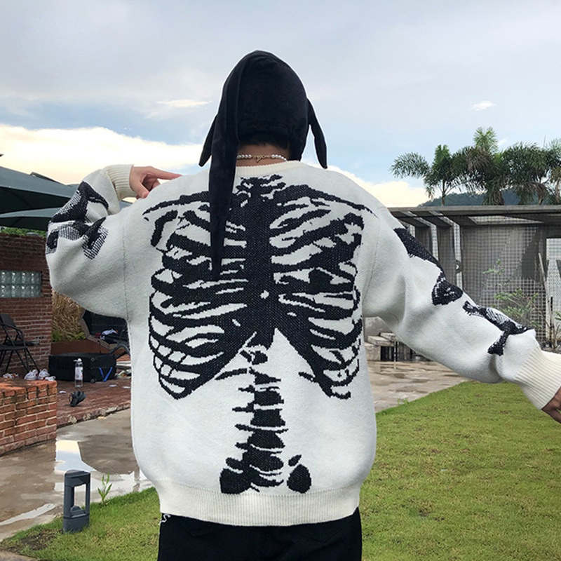 Beakey Mens Oversized Sweater Crewneck Long Sleeve Cable Knit Pullover-White