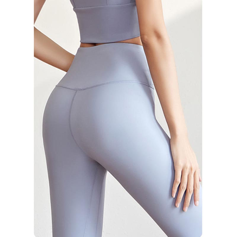 Beakey Womens Fleece Yoga Pant High Waisted Tummy Control Athletic Leggings-Light Blue