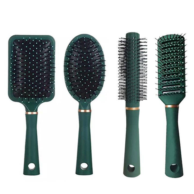 Beakey 4 Pcs Hair Brush Gifts Set for Women Detangling Hairbrush Flexible Soft Pin Bristles for Long Thick Curly Hair-010Green