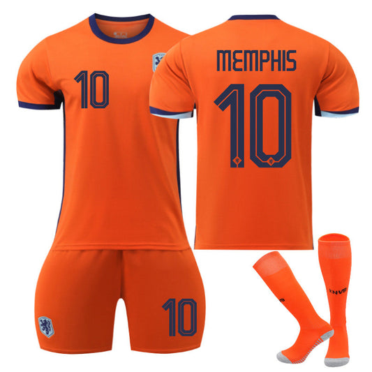 Beakey MEMPHIS #10 Netherlands Home Jersey Soccer Jersey Kit Football T-shirt Set for Adult Kids