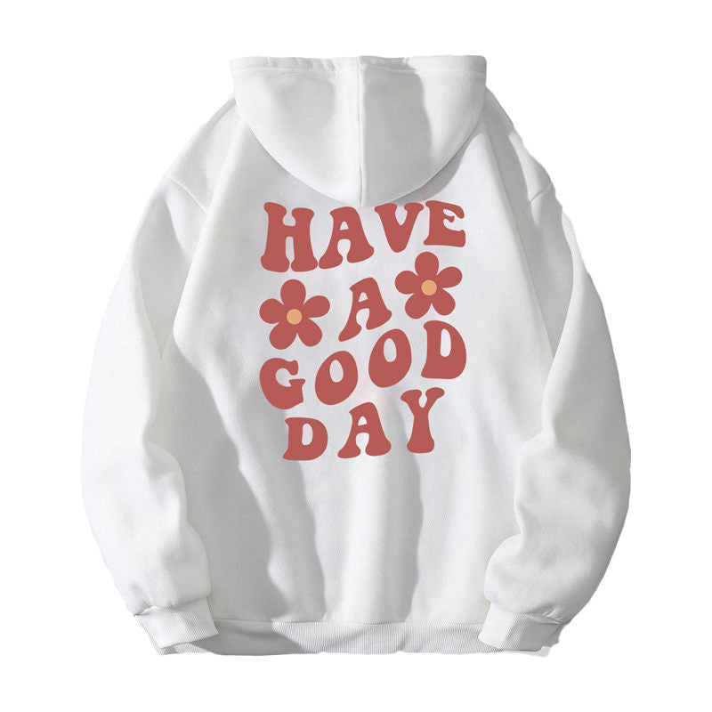 Beakey Womens Oversized Hoodies Letter Print Fleece Pullover Long Sleeve-White