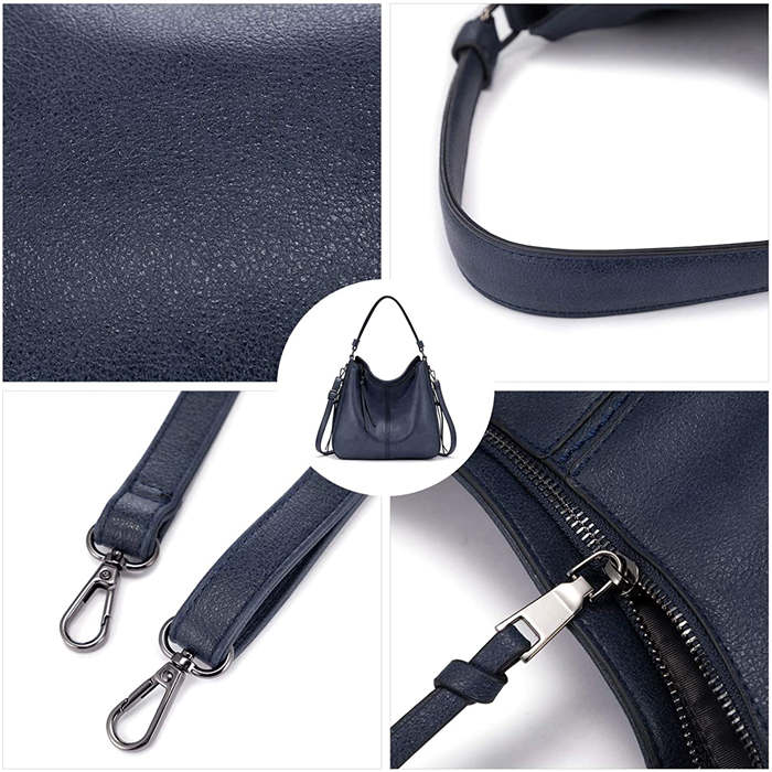 Beakey Handbags for Women Large Designer Ladies Hobo bag Bucket Purse Faux Leather-Darkblue