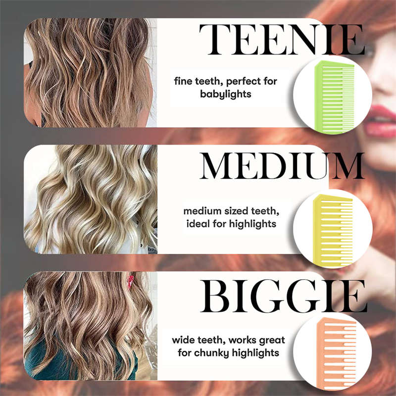 Beakey 3 Pcs Highlighting Combs 3 Sizes with Rat Tail Perfect for Salon-Set3