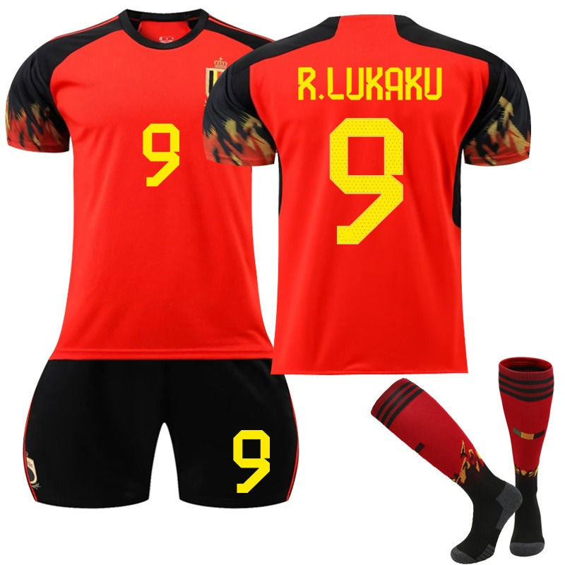 Beakey R.LUKAKU #9 Belgium Home Jersey 2022/23 Soccer Jersey Kit Football T-shirt Set For Adult Kids