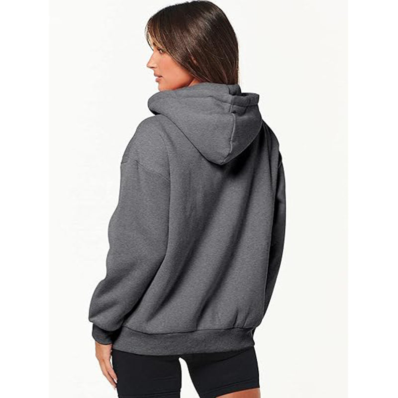 Beakey Womens Zip Up Hoodies with Pockets Y2K Oversized Sweatshirts-Dark Grey