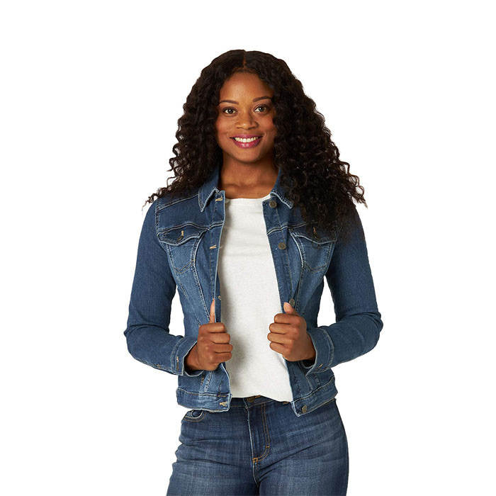 Beakey Women's Plus Size Classic Jean Jacket Slim-Nostalgic Blue-042