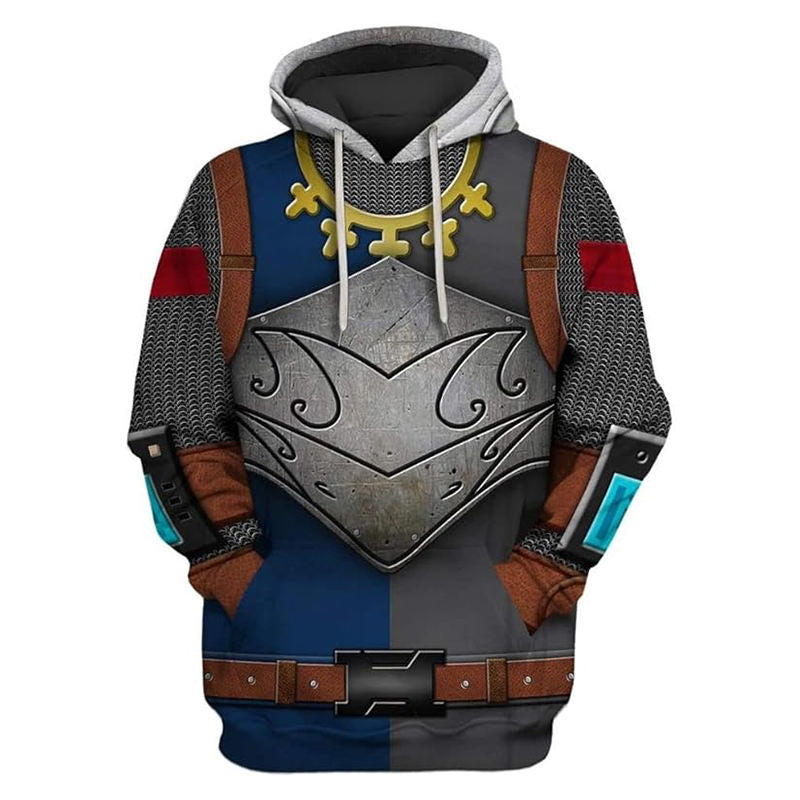 Beakey Medieval Knight Hoodie for Women Men Classic 3D Printed Sweatshirt-H