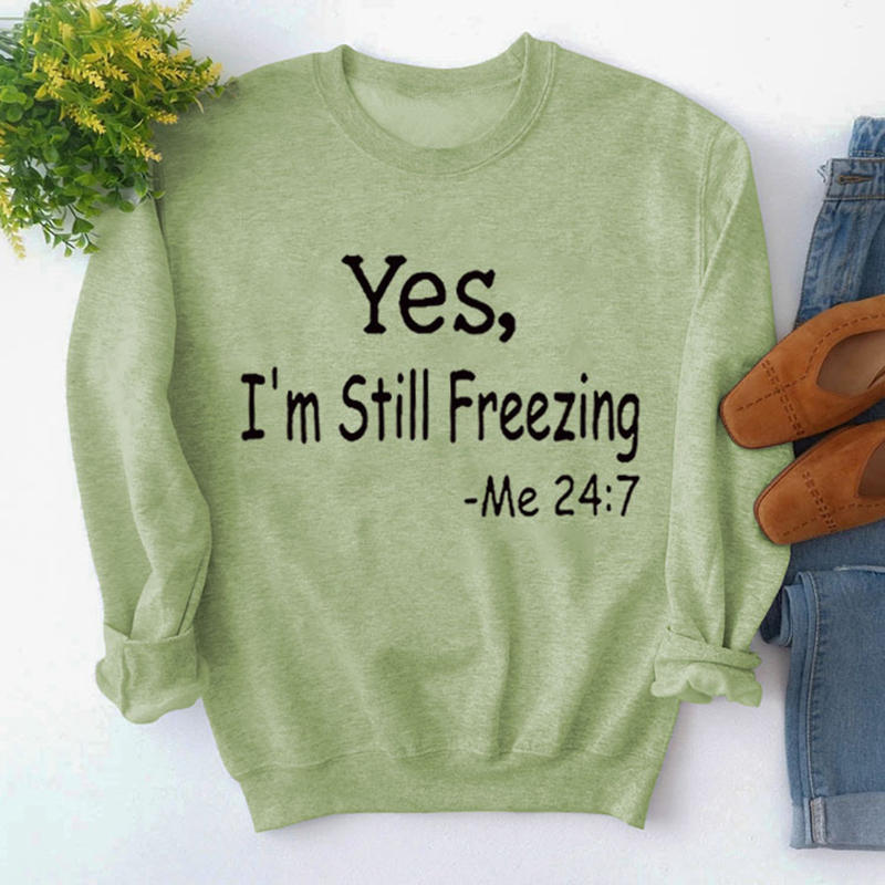 Beakey Letter Print Pullover Tops for Women Crewneck Fall Winter Sweatshirt-Olive Green