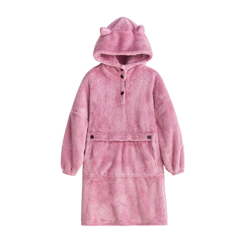 Beakey Hoodie Plush Pajama Set for couple-Pink
