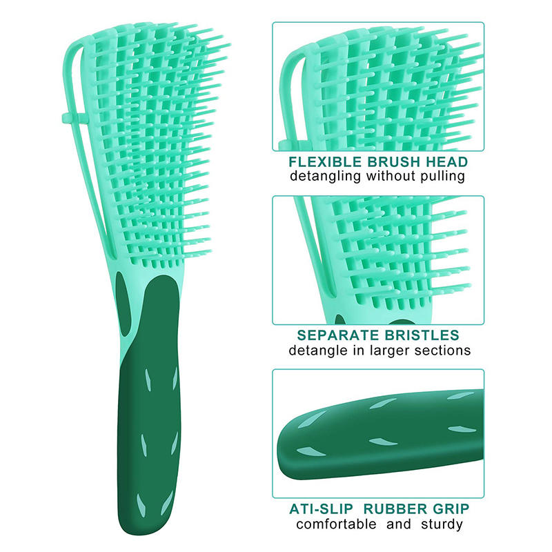 Beakey 2 Pack Detangling Brush for Curly Hair Detangler Brush for Wet Dry Long Thick Curly Hair-GreenWhite