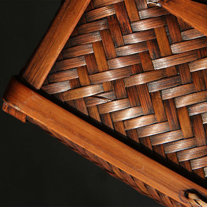 Beakey Retro Womens Bamboo Handbag Handmade Large Tote Bag Wicker Storage Basket Bag-Five Bars