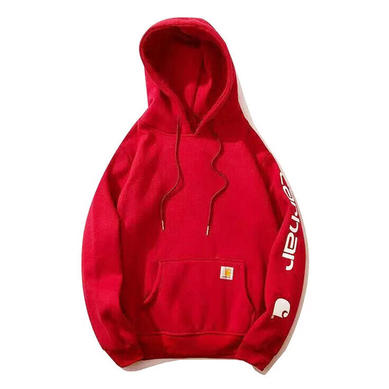 Beakey Mens Basic Hoodie with Pocket Long Sleeve Letter Print Sweatshirt-White