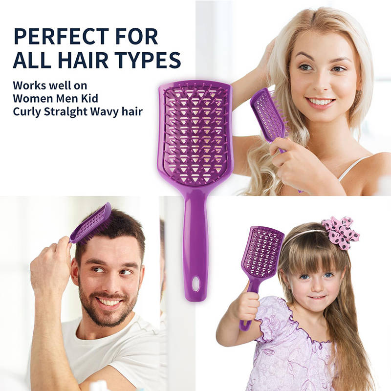 Beakey 2PACK Detangling Scalp Brush Untwisted Haibrush Anti-static Massage Paddlebrush for Men and Women-Black Purple