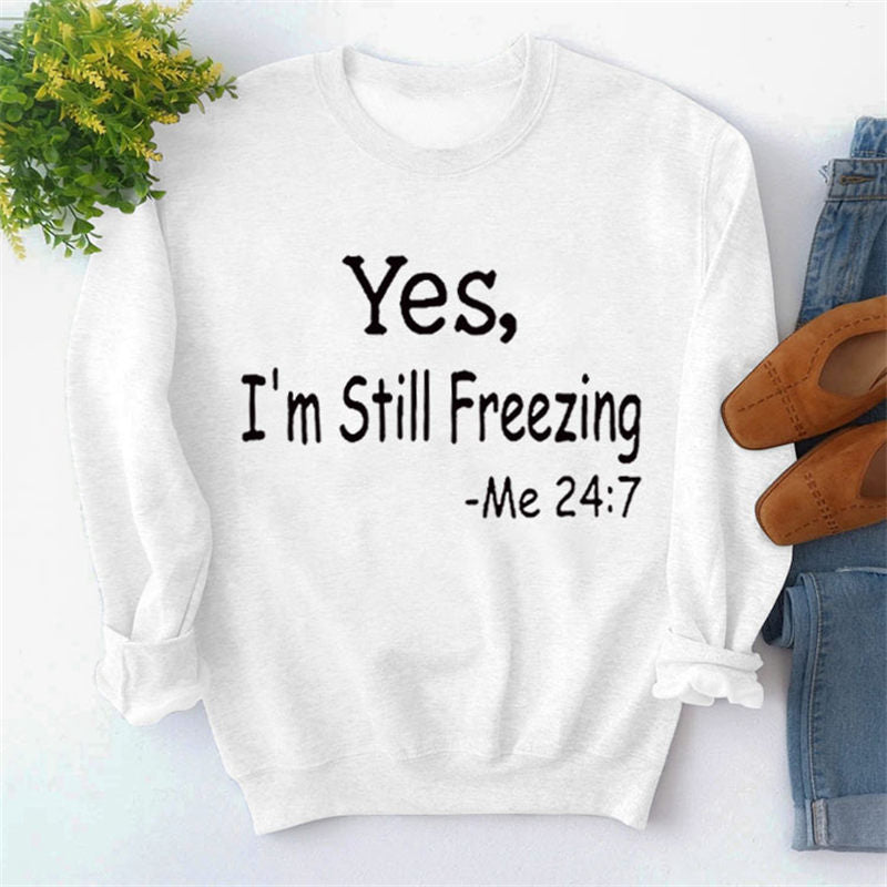Beakey Letter Print Pullover Tops for Women Crewneck Fall Winter Sweatshirt-White