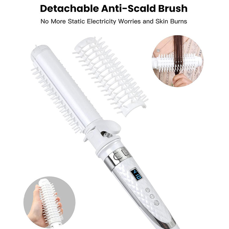 Beakey 32mm Rotating Curling Iron 2 in 1 Straightener with Anti-Scald Brush