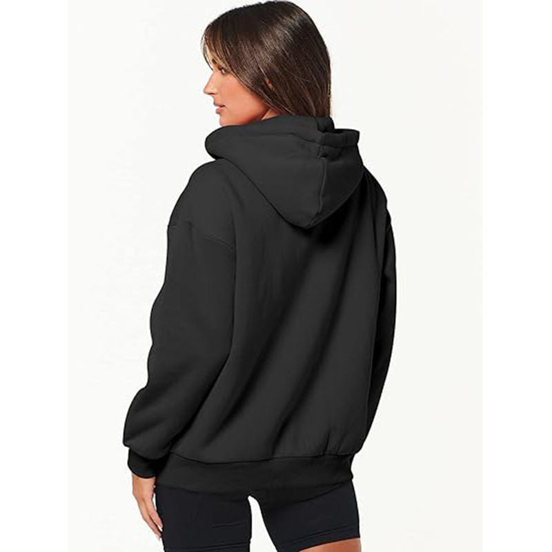 Beakey Womens Zip Up Hoodies with Pockets Y2K Oversized Sweatshirts-Black