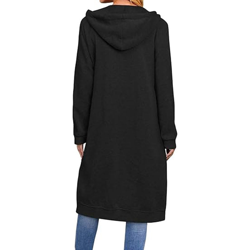 Beakey Womens Zip Up Hoodies Long Sleeve Oversized Jacket with Pockets-Black