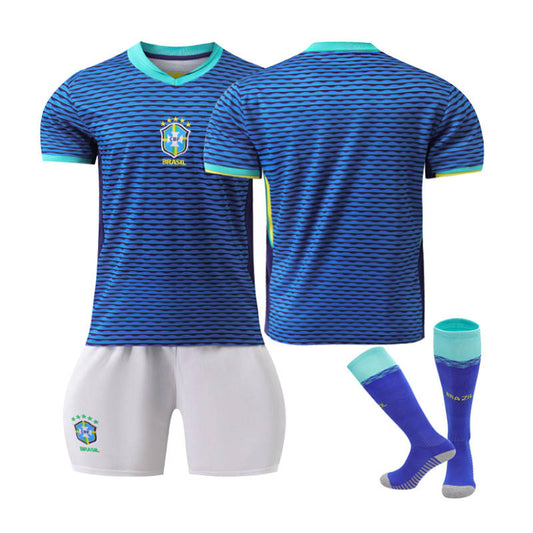 Beakey Brazilian Away Jersey Soccer Jersey Kit Football T-shirt Set for Adult Kids