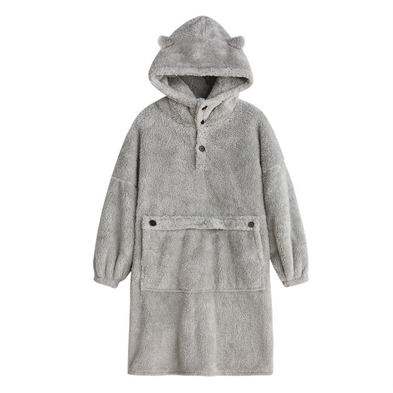 Beakey Hoodie Plush Pajama Set for couple-Light Grey
