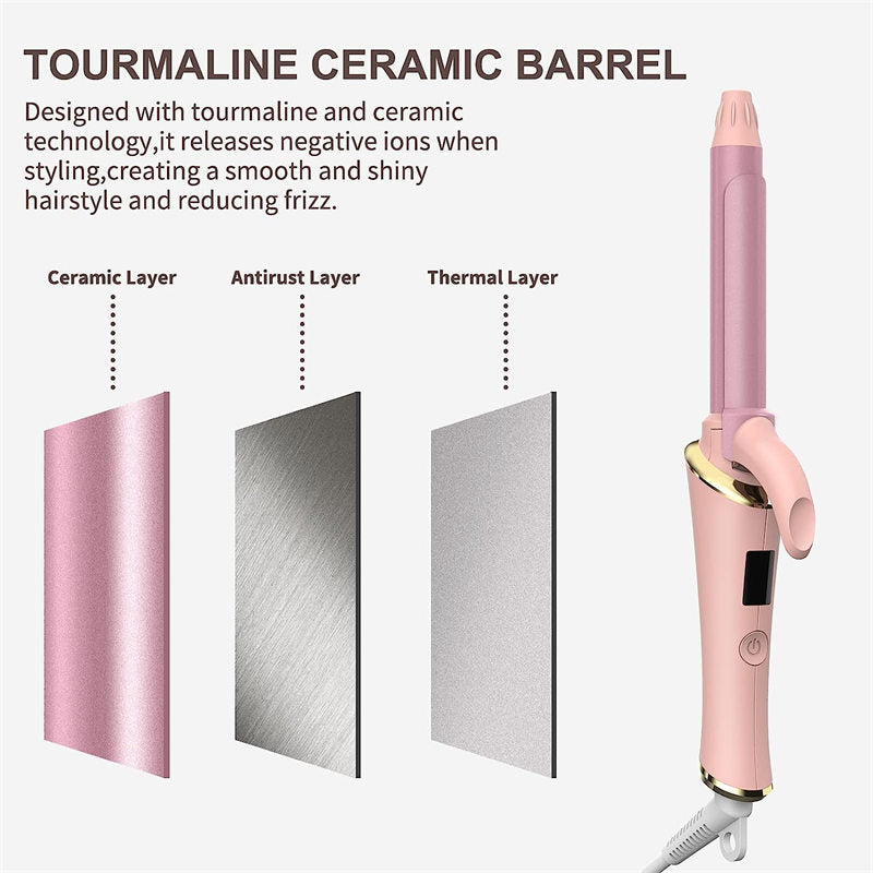 Beakey 1in Curling Iron LCD Display 5 Temps Fast Heat for Long & Short Hair