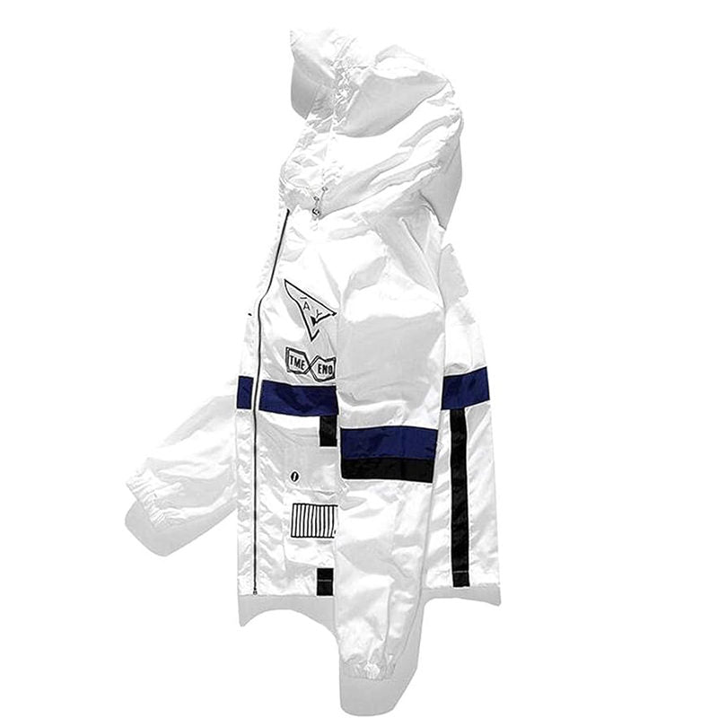 Beakey Lightweight Windbreaker for Men Hip Hop Hooded Zip Up Jacket-White