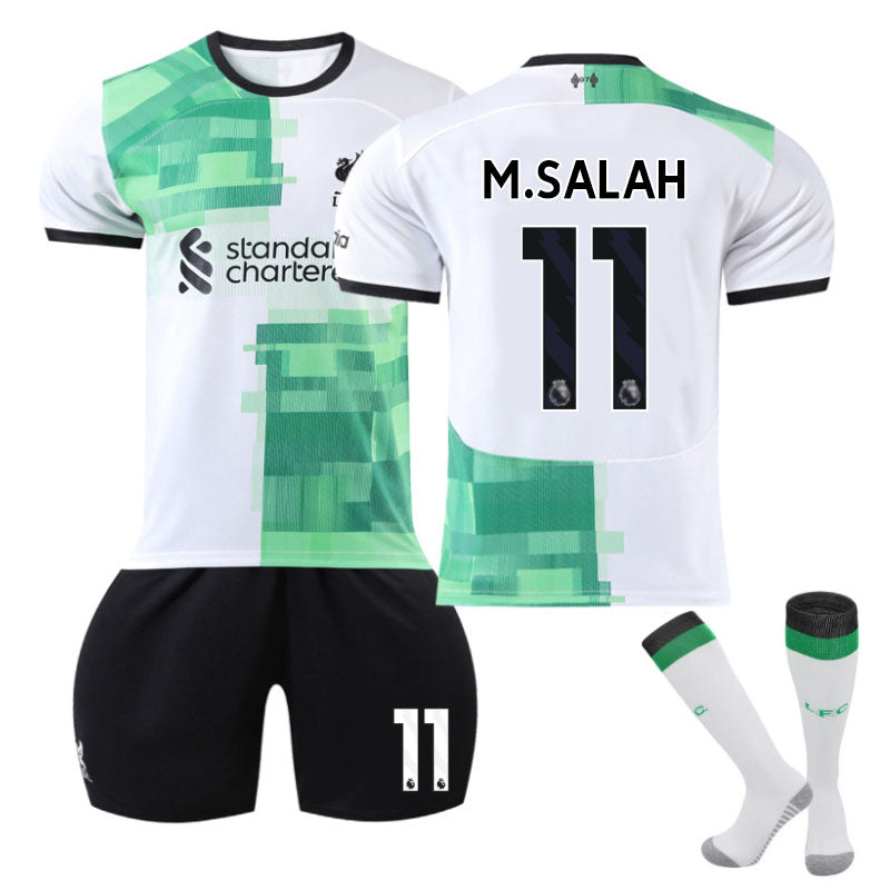 Beakey Liverpool Away Jersey M.SALAH #11 Soccer Jersey Kids Adult 3-Pieces Jersey Kits