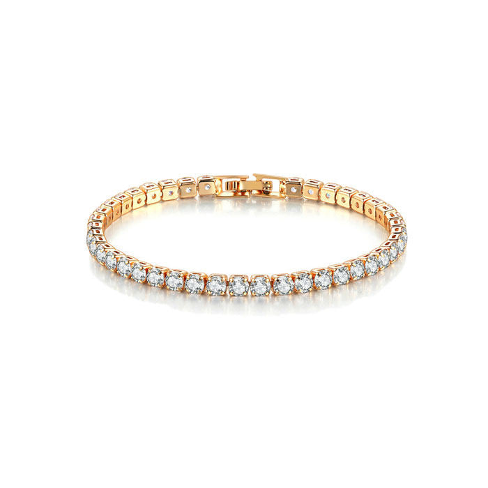 Beakey 4mm Cubic Zirconia Classic Tennis 17/18/19cm Bracelets For Women-Platinum