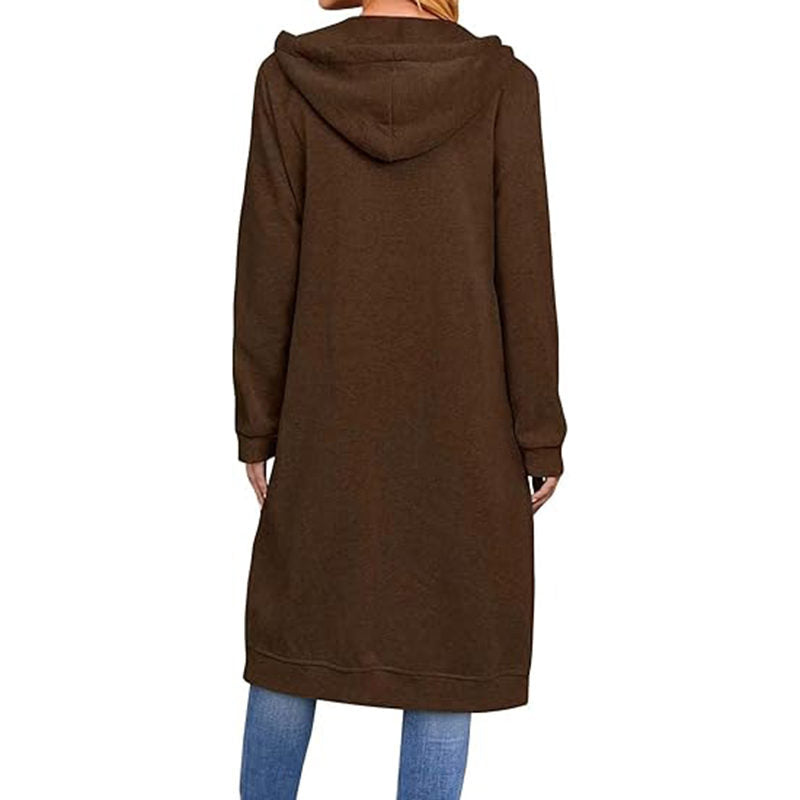Beakey Womens Zip Up Hoodies Long Sleeve Oversized Jacket with Pockets-Coffee