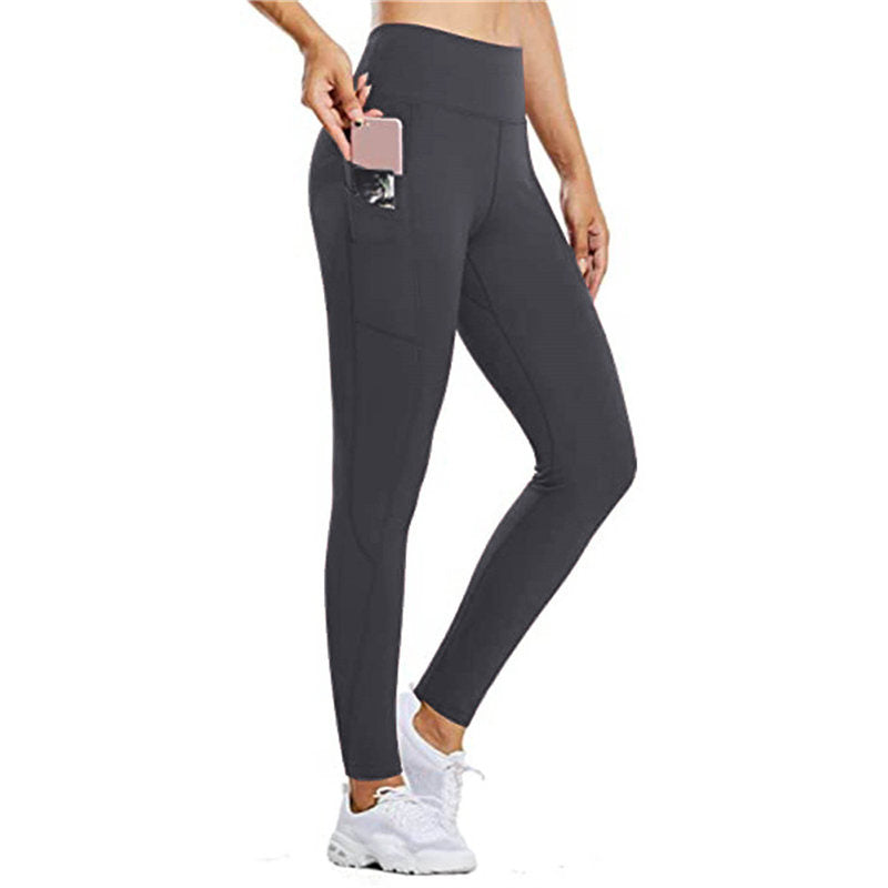 Beakey Womens High Waist Yoga Pants with Pockets Fashionable Leggings-Grey