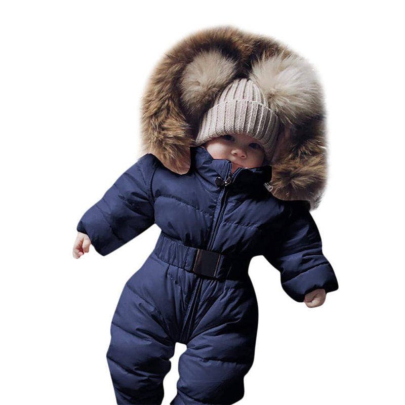 Beakey Newborn Snowsuits with Removable Hood Warm Padded Coat Winter-Dark Blue