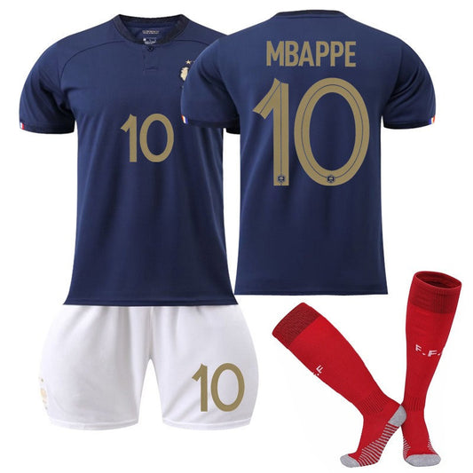 Beakey France Home B-Jersey 2022-23 MBAPPE #10 Soccer B-JerseyKids Adult 3-Pieces B-Jersey Kits